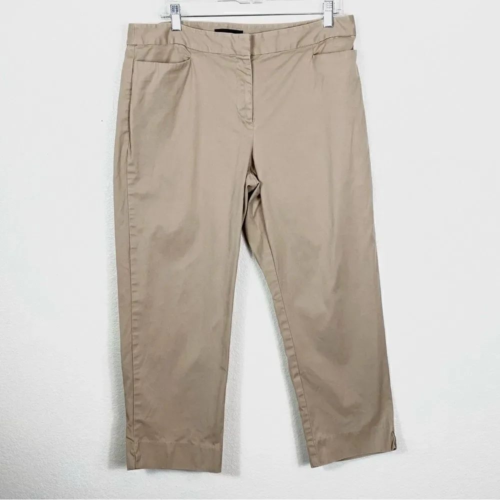 Talbots Curvy Khaki Tan High Rise Cropped Ankle Pants
